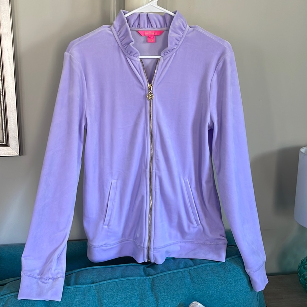 Lily Pulitzer NWOT medium lavender velour zip up, beautiful!